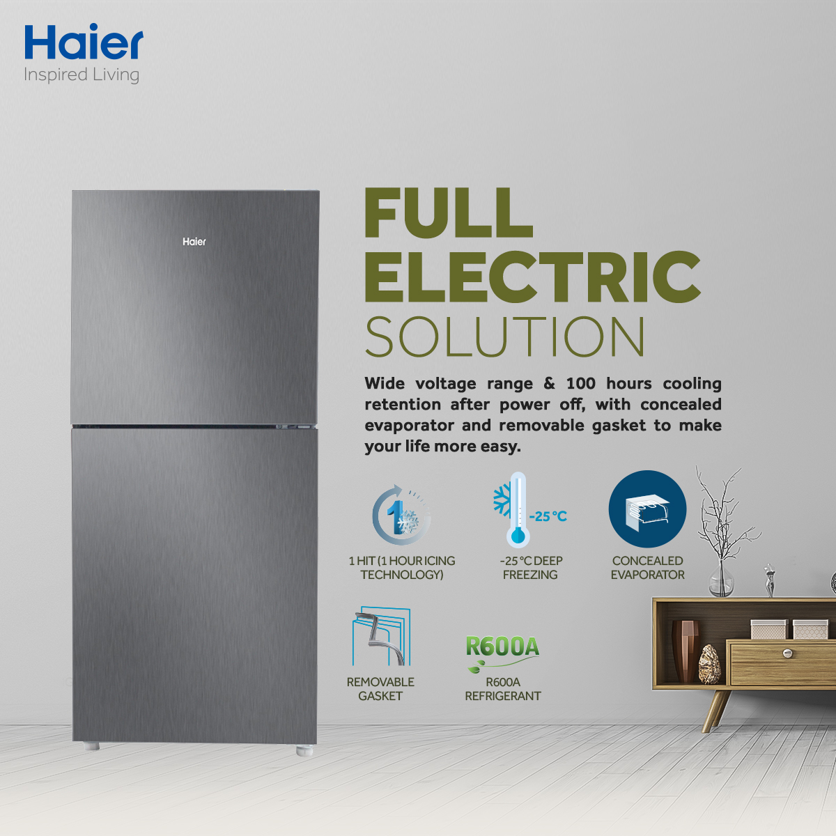 Haier Top Mount Refrigerator HRF-216 EBS 9 CFT Brand Warranty