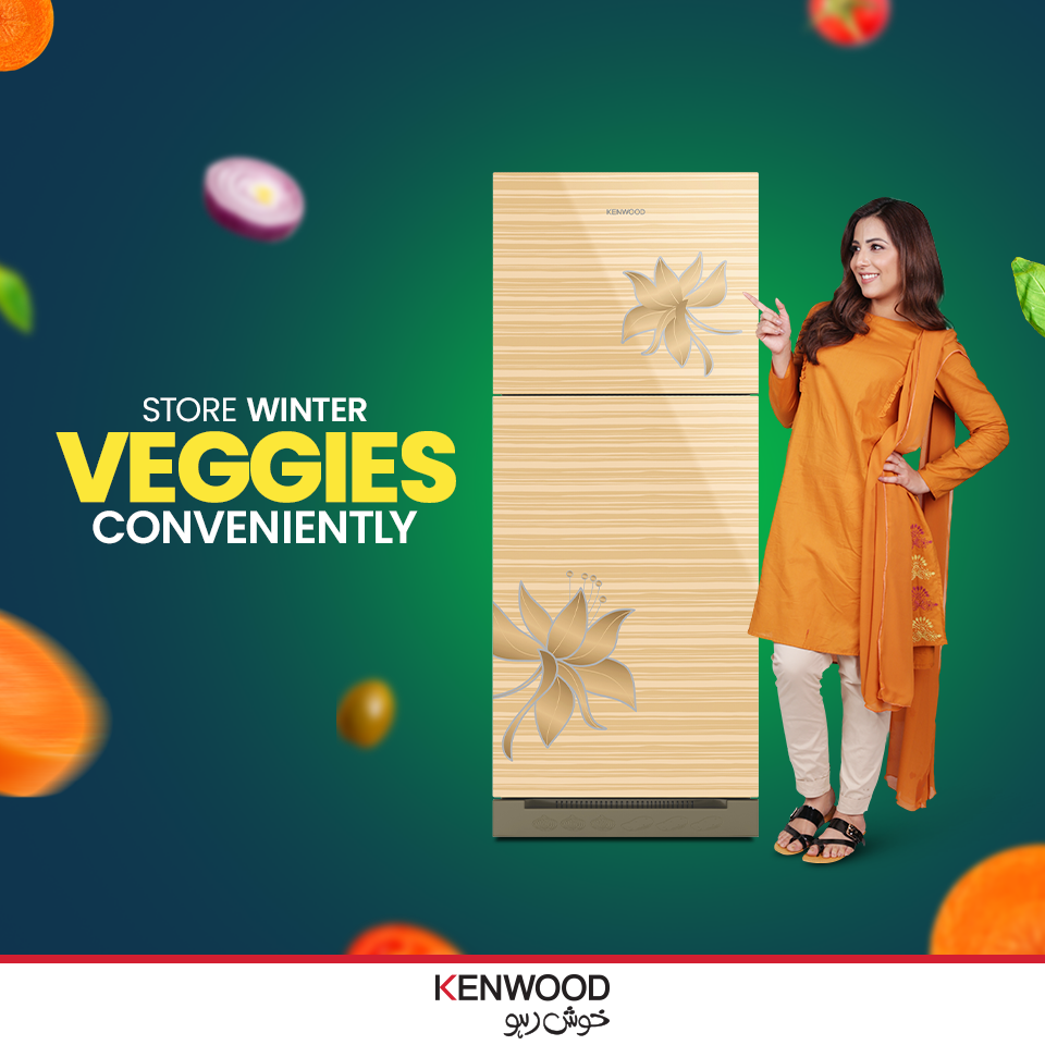 Kenwood Refrigerator New Golden Persona Plus Series KRF-22257 GD 9 Cubic German Technology Compressor