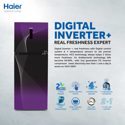 Haier Refrigerator 14 Cu Ft/Digital Inverter/HRF-368IFPA