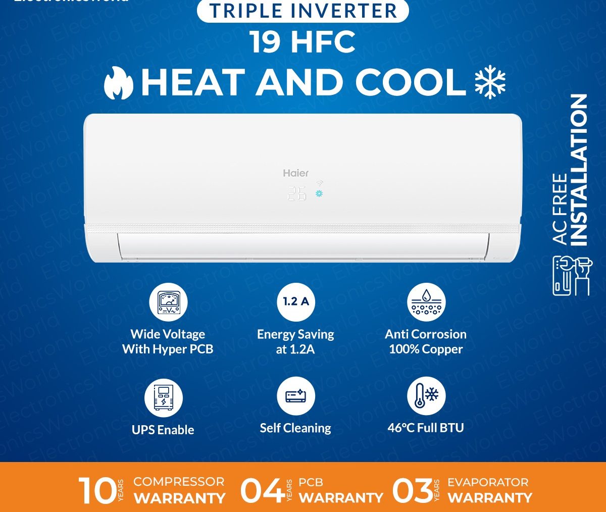Haier HSU-19HFC 1.5 Ton Triple DC Inverter AC (Heat & Cool) 2026 Model